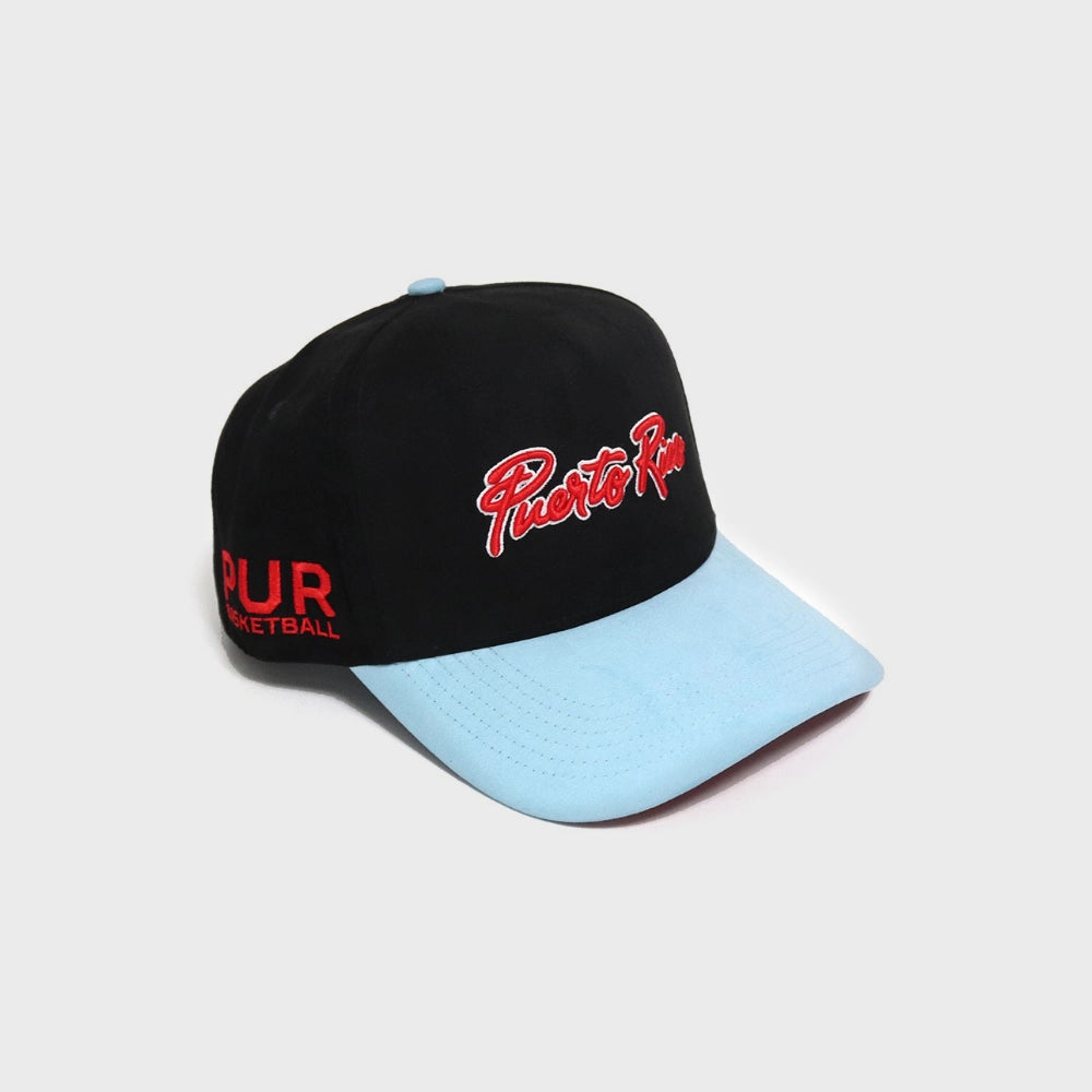 PUR Black Basket Snapback (Suede Fabric)